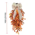 Autumn berry teardrop wreath for door hanging with burlap bow, 55cm length. - Maple Leaf Berry Teardrop / 55cm