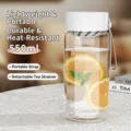 Bouteille d'eau en verre résistant à la chaleur 550ml avec infuseur et sangle - 550 blanc