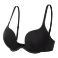 Deep V plunge push up bra seamless underwear for low back dresses comfort and invisible wear - 32/70AB / Black