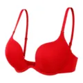 Red deep v plunge push up bra, seamless wireless supportive bridal dress lingerie. - 32/70AB / Bright Red
