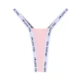 Perizoma a V a vita bassa colorblock con bretelle elastiche stampate, design sexy minimale. - Taglia S / Rosa Gamberetto
