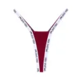 Tanga V a vita bassa bicolore con spalline elastiche con stampa di lettere lingerie sexy - Taglia S / Nero