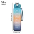 Botella de agua deportiva de plástico degradado de 900ml con marcadores de tiempo y medidas. - 245 Azul tricolor