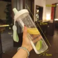 Large capacity clear plastic water bottle with straw and strap, 1000ml portable tumbler. - 850ml / Grass Green