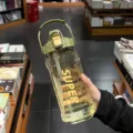 Large 2L sports water bottle with straw and time marker in olive green matte finish. - 1500ml / Army Green