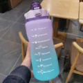 2L purple to blue gradient sports water bottle with motivational time markers and straw - 2000ml / Gradient Purple
