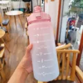 2L large capacity sports water bottle with pink to blue gradient and time markers - 2000ml / Gradient Pink