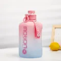 2L sports water bottle with pink and blue gradient frosted finish and carry strap - 2200ml / Gradient Pink