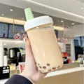 Φορητό ποτήρι τσάι boba με καλαμάκι, διαφανές πλαστικό ποτήρι για καθημερινό νερό. - Δημοφιλή καλοκαιρινά ποτήρια / Πράσινο 500ml
