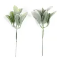 Detailed view of two flocked lamb's ear stems with soft realistic texture - Single Stem