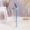 Clear plastic water bottle with filter and blue folding straw for sports and daily portable use. - 700ml / Blue