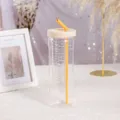 Portable clear plastic water bottle with tea infuser filter and foldable straw for sports daily use. - 700ml / Yellow