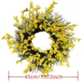 Detailed size specification of a 45cm yellow forsythia wreath for spring home door decoration - Lemon Yellow