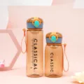 Transparent plastic sports water bottle with carrying strap, portable student cup variant. - 400ml / Orange