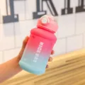 Pink and blue gradient 2L sports water bottle with straw lid and handle - 30oz / Gradient Red