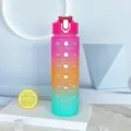 Gradient color water bottle with time marker, large capacity sports cup for fitness outdoors - 701-800ml / Three-Tone Rose Red