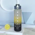 Gradient water bottle detail showing time markers and motivational quotes for daily hydration. - 701-800ml / Three-Tone Light Grey