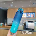 1000ml grote capaciteit sportwaterfles met blauw-cyaan kleurverloop en matte afwerking - 500ml / Gradiënt Blauw