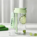 Tragbare transparente Studenten Trinkflasche aus Kunststoff mit Teesieb und Strohhalm. - Luxus-Edition der 3. Generation - Grün