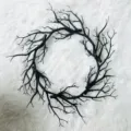 Black artificial Halloween twig wreath for gothic home wall decoration - SKU variant. - Single Layer Style