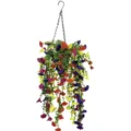 Vibrant artificial morning glory hanging basket for summer garden and home decoration - 45x40cm / Multicolor
