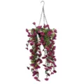 Vibrant artificial purple morning glory hanging basket for outdoor garden wall decor - 45x40cm / Rose Red