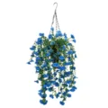 Elegant artificial blue morning glory hanging basket for outdoor wedding and home decor - 45x40cm / Blue