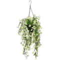 Artificial white and pink morning glory hanging basket for spring outdoor decoration - 45x40cm / White Pink