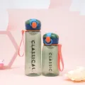 Transparent plastic sports water bottle with strap, grey green variant, portable student cup. - 400ml / Green