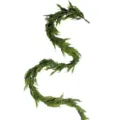 Realistic green Norfolk pine Christmas garland for festive fireplace and table decor. - 15 Branches 75 Tips Long Version / Dark Green