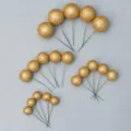 Bolitas de espuma con purpurina dorada para tartas de cumpleanos con tallos de alambre detalles. - Bola con Purpurina (Tamaños Mixtos) / Juego de 20 Piezas / Dorado