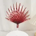 Rose gold paper fan cake topper for birthday party baking decoration, elegant fan leaf design. - 16cm / Polished Rose Gold