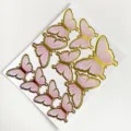 Elegant gold-stamped watercolor butterfly cake toppers set for birthday party decorations - Set (Gold Stamping Gradient) / Pink