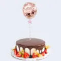 Decorative 5-inch clear balloon topper with rose gold confetti for party cake decoration - Rose Gold