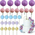 50 Pcs Cake Balls Toppers Glitter Foam Ball Cake Decorations for Birthday Wedding Party - 50pcs Purple Series Cake Decoration Balls