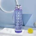 Botella de agua deportiva de plástico violeta transparente de 2000ml con marcas - 245 Púrpura transparente