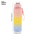 Botella de agua deportiva de plastico degradado de 900ml con marcadores de tiempo y correa - 245 Rosa tricolor