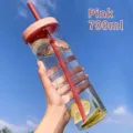 700ml pink portable straw water bottle for students and women, perfect for summer drinks. - First Gen Tea Filter Cup / 700ml / Pink