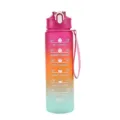 750ml frosted gradient sports water bottle with motivational time markers in pink and cyan - 750ml / Gradient Rose Red