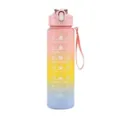 750ml portable gradient sports water bottle with frosted finish and hourly time markers - 750ml / Gradient Pink