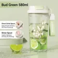 580ml light green portable straw cup with floral prints and dual lid for daily hydration - Lily of the Valley Dual Drink Cup / 580ml / Green