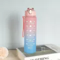 Bottiglia d'acqua in plastica sfumata con indicatore temporale e cinturino fitness 750ml - 750ml / Rosa