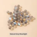 Cuentas redondas de piedra de luna gris labradorita natural 6mm para joyería DIY - 6mm Cuenta Sin Agujero / Labradorita Natural