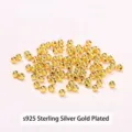 Polished S925 sterling silver gold-plated round spacer beads for DIY jewelry bracelet making - Gold Plated Small Hole / 3mm / Gold