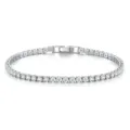 Λαμπερό ασημένιο βραχιόλι τένις με moissanite για γυναίκες, παρουσιασμένο σε κυκλική όψη - Πλήρες Βραχιόλι Τένις Μοϊσανίτη / Χάλκινο Ένθετο Βραχιόλι Τένις Μοϊσανίτη / 15.5CM (3mm/10 Πόντοι/44pcs)