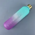Farbverlauf mattierte Trinkflasche mit Edelstahldeckel, grosse Kapazitaet Sportbecher. - 1000 ml (Zeitskala) / Verlauf Grün