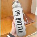 Gourde de sport étanche grise dégradée mate avec sangle de transport portable - 1000ml / Gris