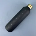 Black matte sports water bottle with gold cap and time markers for outdoor fitness use - 1,000ml (Time Scale) / Solid Black