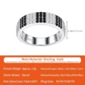 Bague en argent 925 avec moissanites noires et blanches élégantes, tailles 5 à 9 - Taille US 5 / Argent (Incrusté Noir & Blanc)