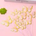 Elegant pink and gold butterfly cake toppers for DIY birthday dessert table decoration - H01-powder